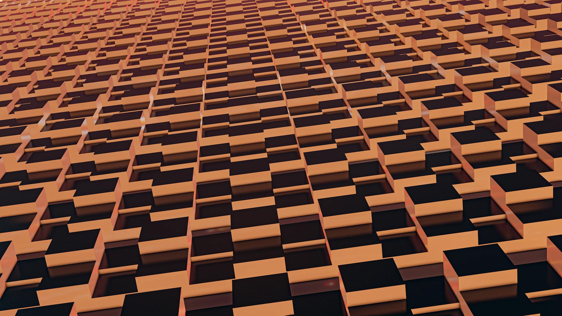 A mesmerizing pattern of golden cubes creating an abstract geometric design, ideal for modern wallpapers.